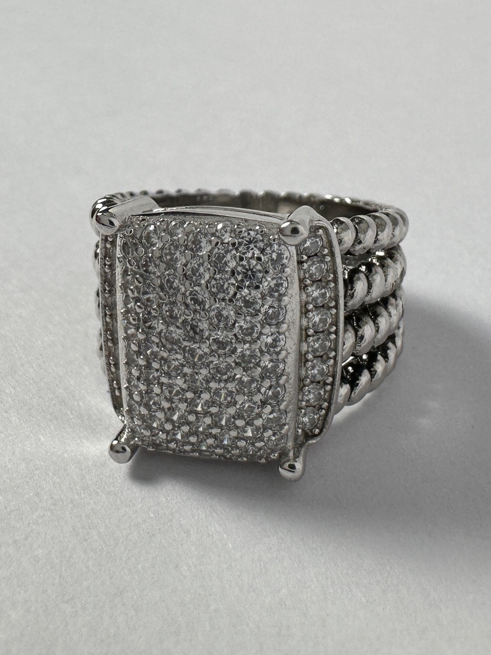 David Yurman Sterling Silver Ring with Dome Square Pave Size 7 - Picture 5 of 7
